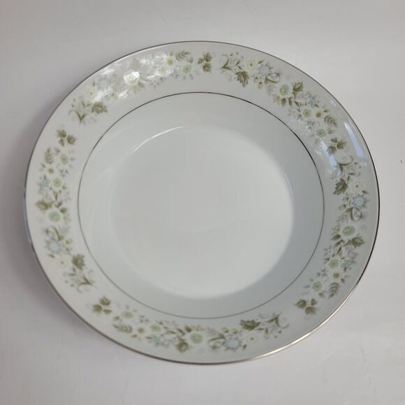Imperial China Wild Flower Serving Bowl White Green Blue & White Flowers 9 INCH - Picture 1 of 15